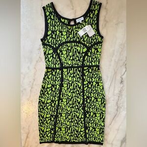 NWT Carmen Carmen Marc Valvo Womens Green Printed Scoop Neck Bodycon Dress large